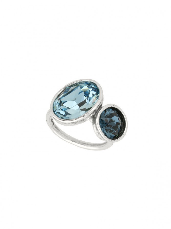 טבעת עדינה כסף 925 בשילוב סברובסקי מעובד כחול ותכלת