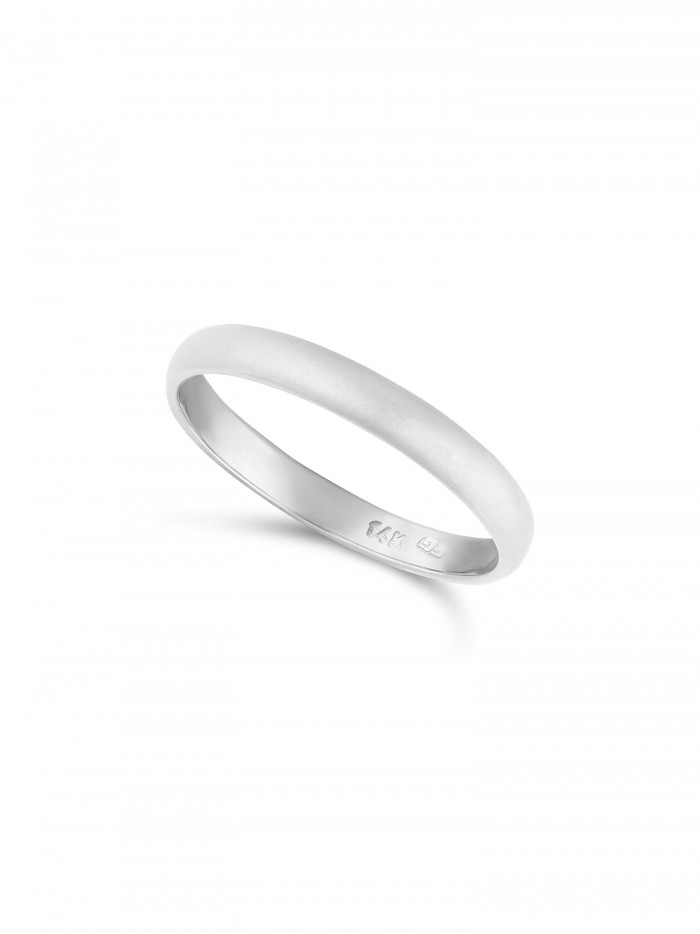 טבעת נישואין זהב לבן 14K רחבה בגימור מאט 2.5 מ"מ