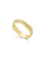 טבעת נישואין זהב צהוב 14K מרוקעת מאט