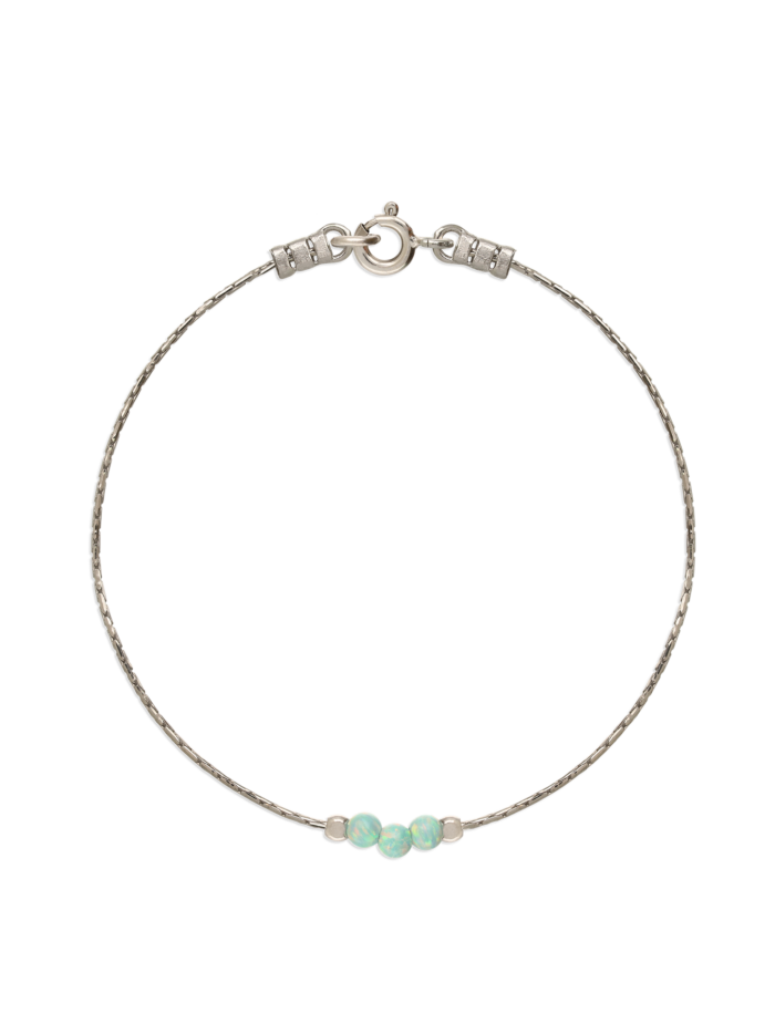 צמיד כסף 925 בשילוב אבני אופל בגווני תכלת