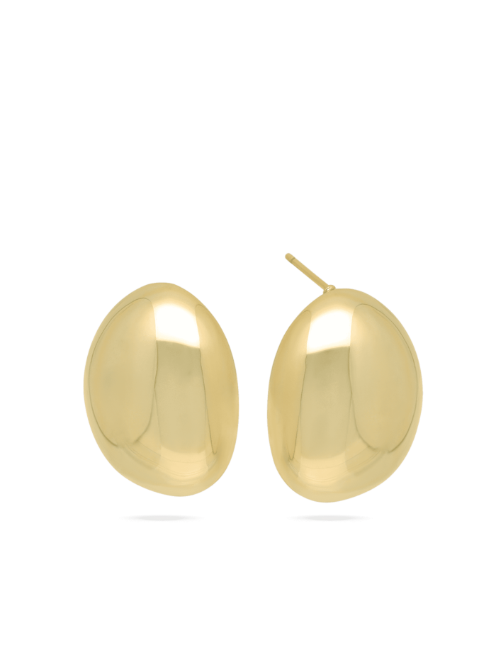 עגילים צמודים ציפוי זהב אובלי