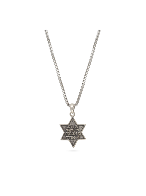 שרשרת לגבר פלדת אל חלד בשילוב תליון כסף 925 מגן דוד