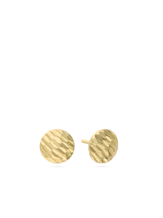 עגילים צמודים כסף 925 בציפוי זהב עם טקסטורת פסים