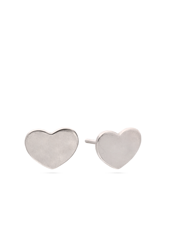 עגילים צמודים בצורת לב כסף 925
