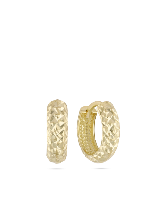עגילי חישוק זהב 14K עם חיתוכי לייזר קוטר 1.3 ס"מ