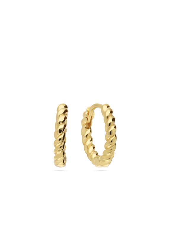 עגילי חישוק מסולסלים ציפוי זהב קוטר 1.3 ס"מ
