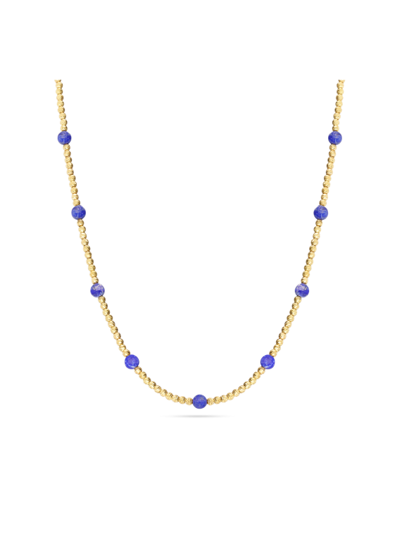 שרשרת אלמנטים ציפוי זהב בשילוב אבני לאפיס כחולות