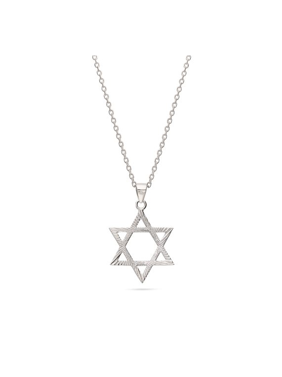 שרשרת תליון כסף מגן דוד בטקסטורת פסים