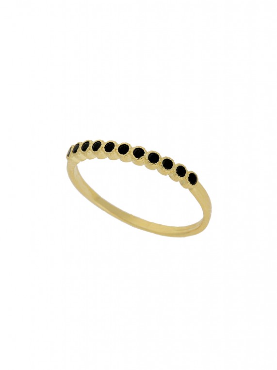 טבעת עדינה ציפוי זהב בשילוב זירקוניה מעובד שחור