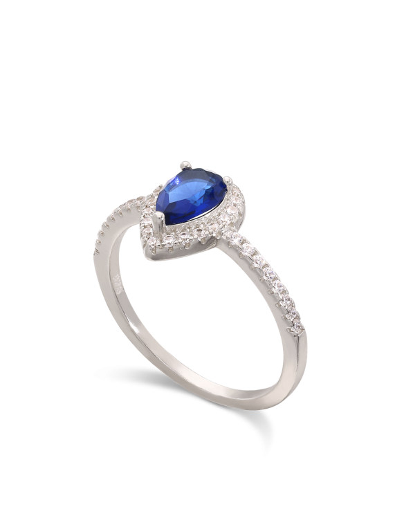טבעת כסף 925 בשילוב טיפה משובצת אבני זירקוניה צבעוניות