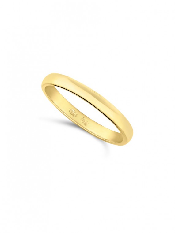 טבעת זהב צהוב 14K מבריקה