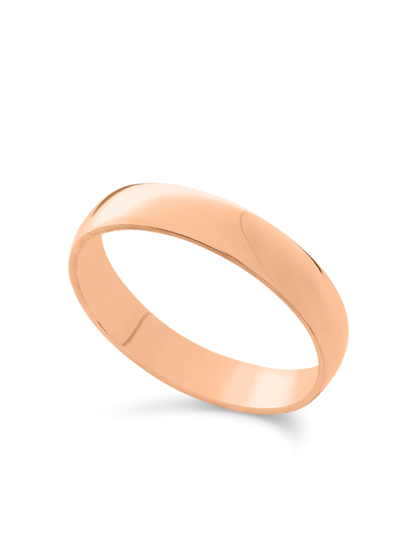 טבעת נישואין זהב אדום 14K רחבה בגימור מאט 4.5 מ"מ