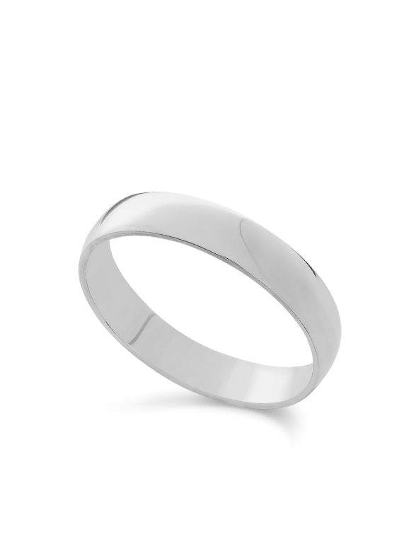 טבעת נישואין זהב לבן 14K רחבה בגימור מאט 4.5 מ"מ