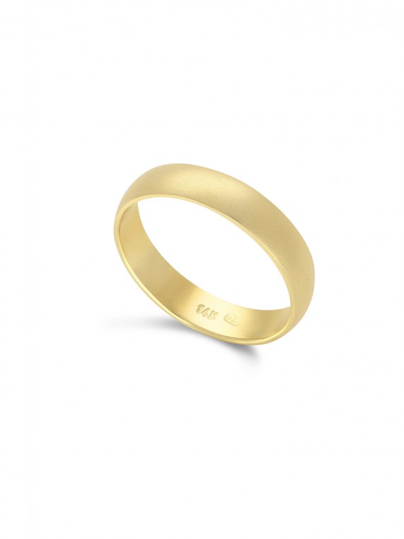 טבעת נישואין זהב צהוב 14K רחבה בגימור מאט 4.5 מ"מ