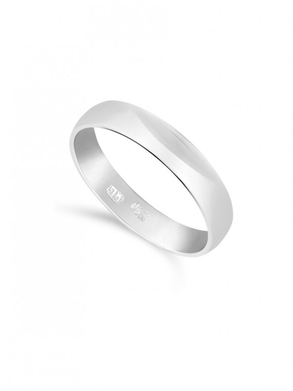טבעת נישואין מבריקה זהב לבן 14K 