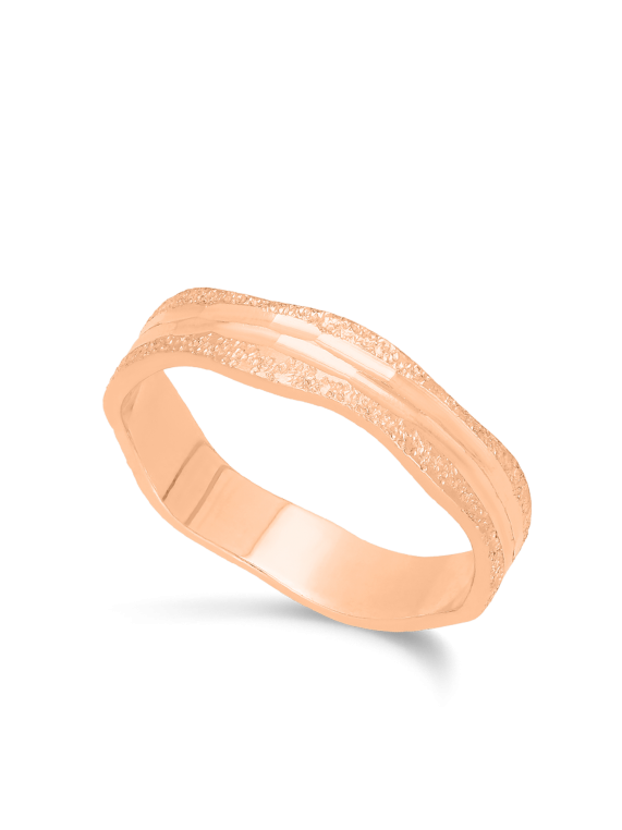 טבעת נישואין זהב אדום 14K מרוקעת