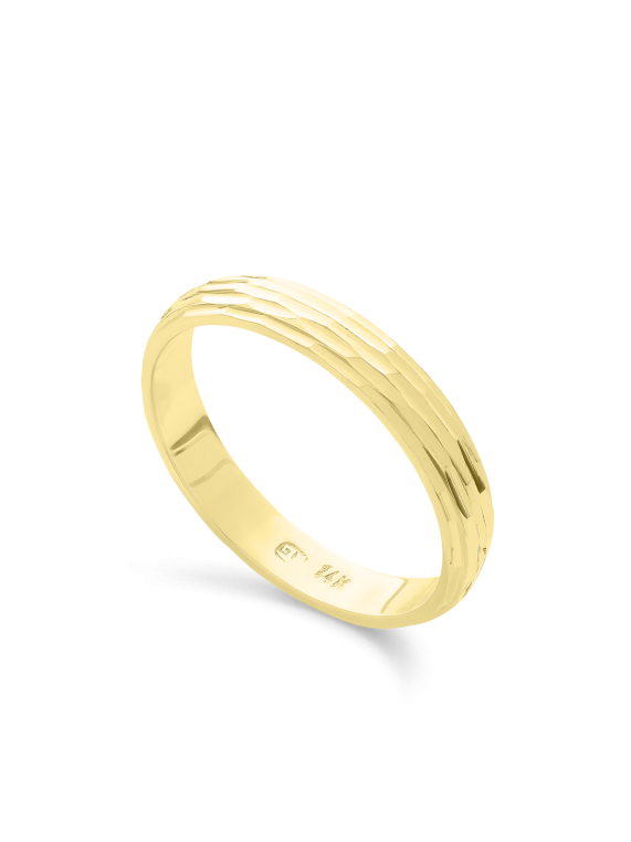 טבעת נישואין זהב צהוב 14K בריקוע עדין
