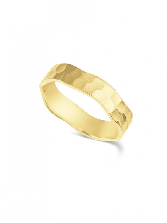 טבעת זהב צהוב 14K מרוקעת 