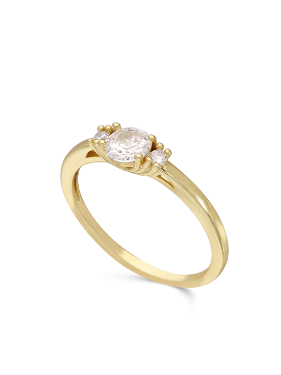 טבעת עדינה ציפוי זהב משובצת אבני זירקוניה שקופות
