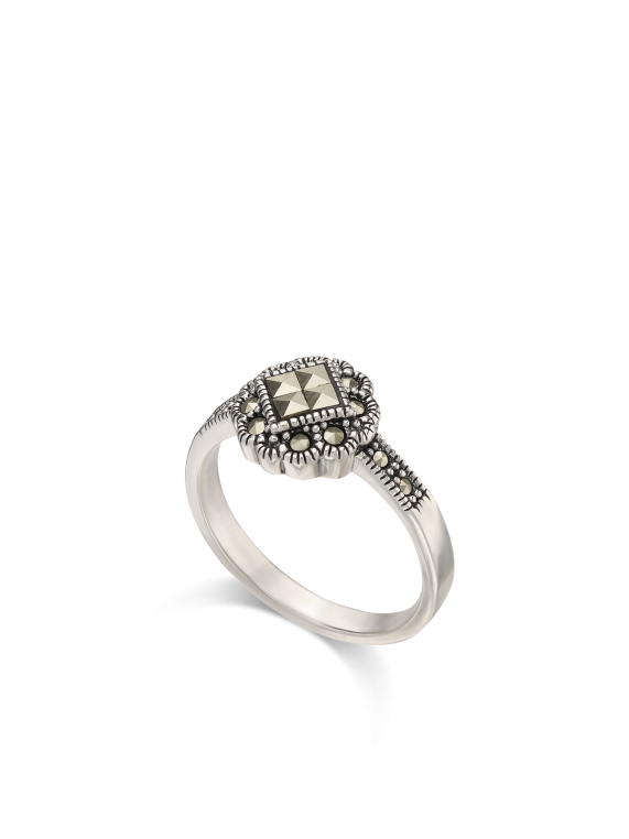 טבעת כסף 925 משובצת אבני מרקיזה אפורות