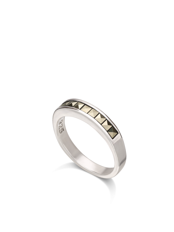 טבעת כסף 925 בשיבוץ מרקיזה אפור
