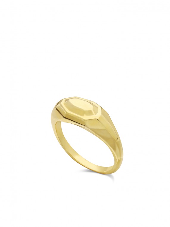 טבעת חותם גיאומטרי ציפוי זהב