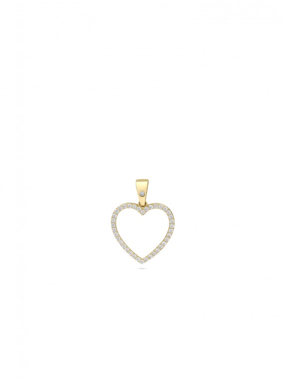 תליון זהב 14K בצורת "לב" משובץ אבני זירקוניה שקופות